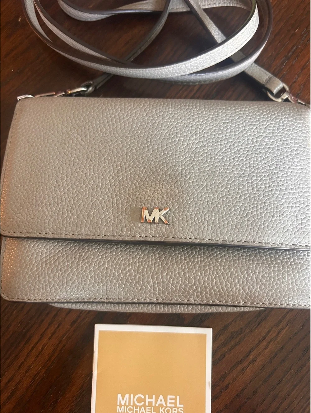Michael Kors Pebbled Leather Crossbody Wallet Bag in Silver